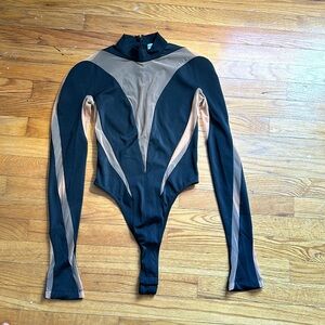 MUGLER bodysuit black and dark brown